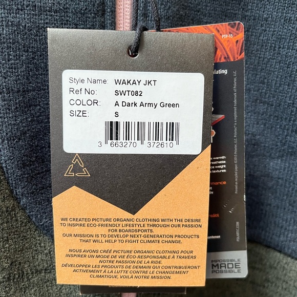 Picture Organic Clothing. Woman’s size small. Green and blue fleece - Picture 4 of 7